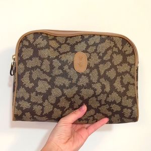 YSL Yves Saint Laurent Animal Print Leather Cosmetic Clutch